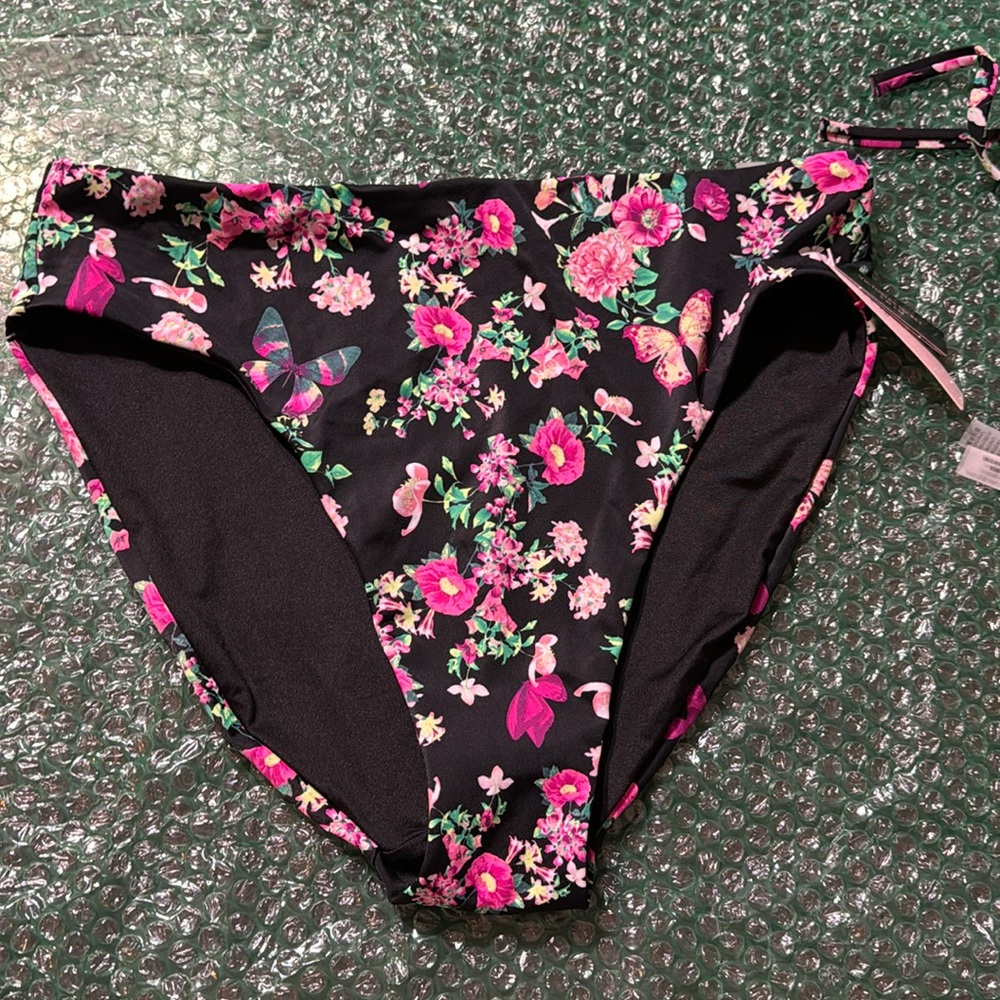 Victoria's Secret Set Bombshell Swim Bikini Bra/Bottom black floral size L 36B - Picture 6 of 15
